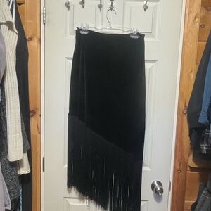 Ronni Nicole velvet fringe skirt